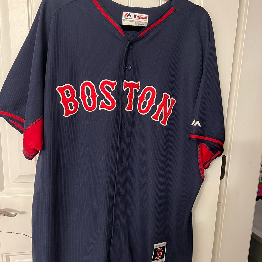 Majestic Navy and Red Boston Jersey
